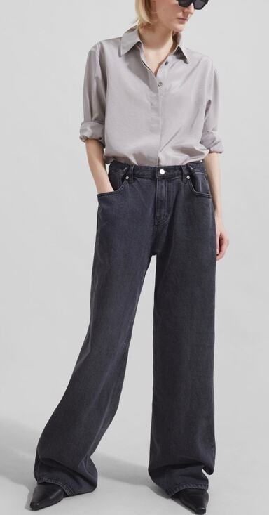 The Frankie Shop Denim - The Frankie Shop Hayla Wide Leg Baggy Jeans XL/XXL Adjustable Waist Cotton Gray